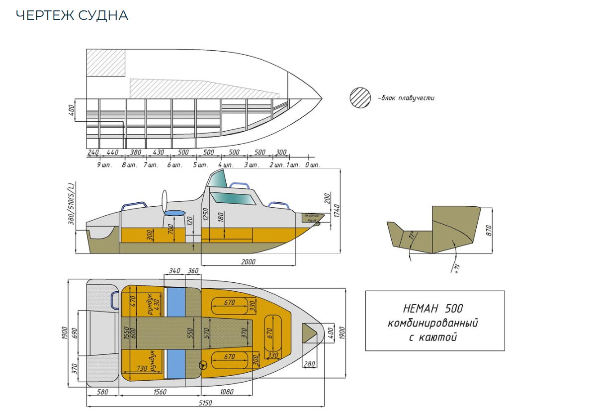Комбинированный катер Neman-500 с каютой в Ухте