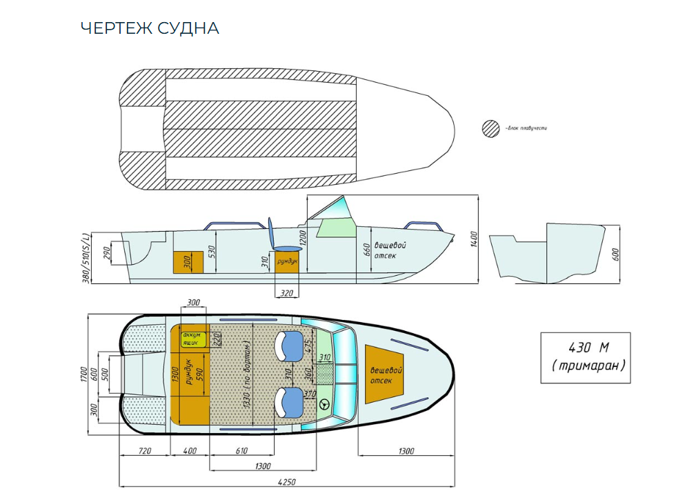 Стеклопластиковый катер Wyatboat-430 M (тримаран) в Ухте