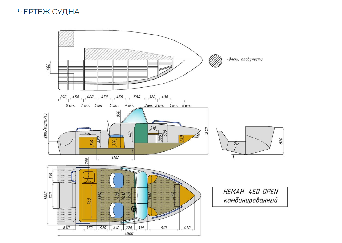 Комбинированный катер Neman-450 Open в Ухте